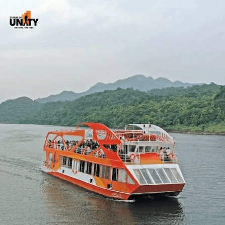 Statue of Unity cruise boat on the river for a wedding celebration