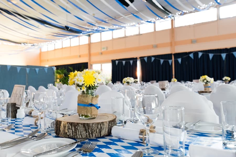 Floral wedding décor and celebration space